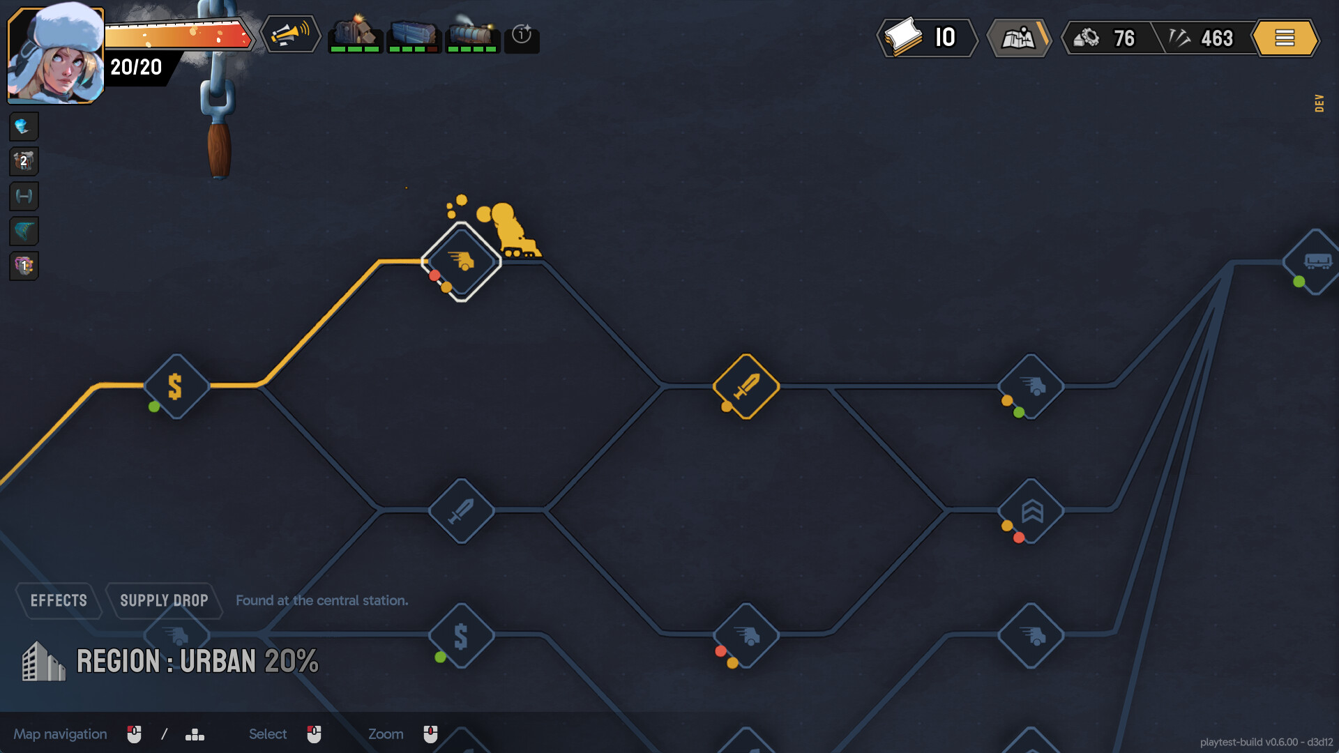 Fogpiercer tactical combat with cards and a train on the grid